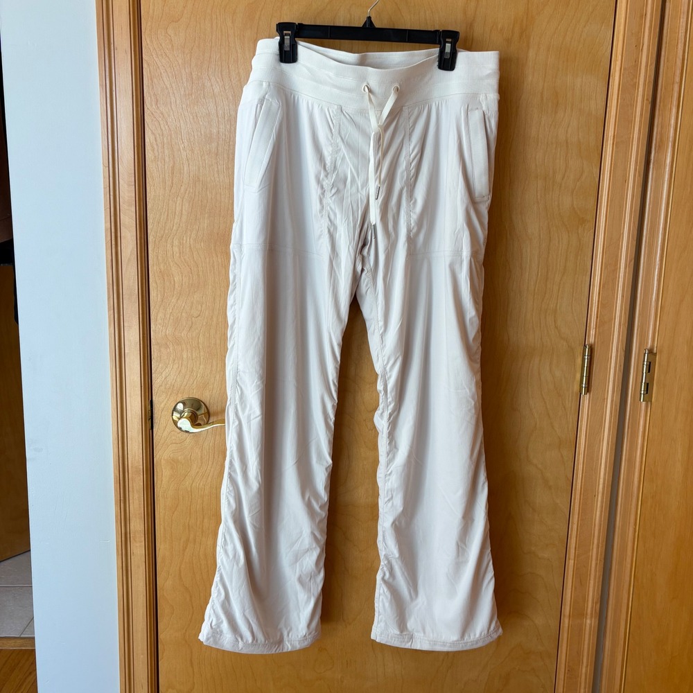 Lululemon Dance Studio Pants Women 14 Cream White Lined Jogger LW5ENNR